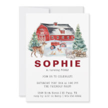 ウィンターファームテーマ |納屋の誕生日パーティーの招待