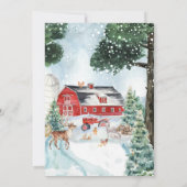 ウィンターファームテーマ |納屋の誕生日パーティーの招待 招待状 (裏面)