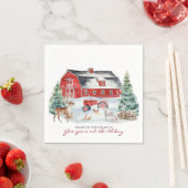 ウィンターファームテーマ |納屋の誕生日パーティー スタンダードカクテルナプキン (インサイチュ)