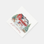 ウィンターファームテーマ |納屋の誕生日パーティー スタンダードカクテルナプキン (角)