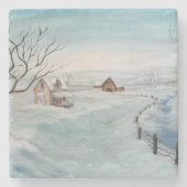 ウィンターファームハウス絵画ズバイシェリーシェリシェンヘルム ストーンコースター (正面)