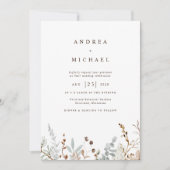 ウィンターフィールドワイルドフラワーボタニッ結婚クス 招待状 (正面)