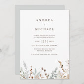 ウィンターフィールドワイルドフラワーボタニッ結婚クス 招待状 (正面/裏面)