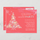ウィンターフェスティバルピンクホリデーパーティー招待状 インビテーションポストカード (正面/裏面)