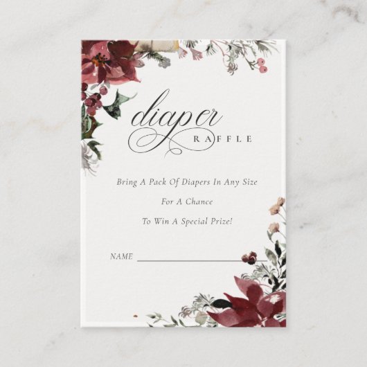 ウィンターフェスティブな葉のオムツくじベビーシャワー エンクロージャーカード (正面)