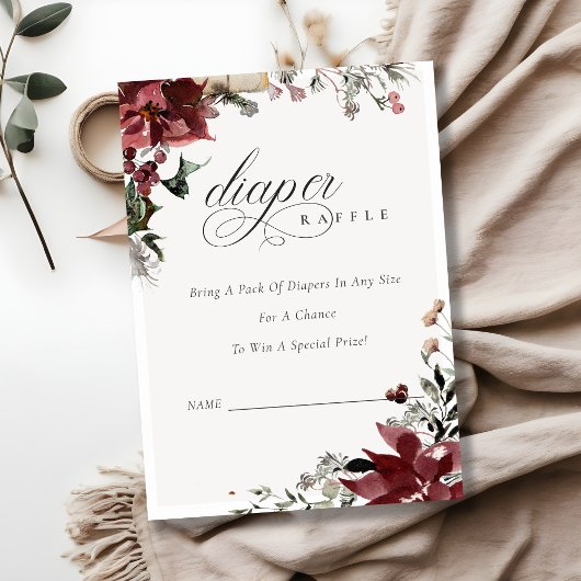 ウィンターフェスティブな葉のオムツくじベビーシャワー エンクロージャーカード