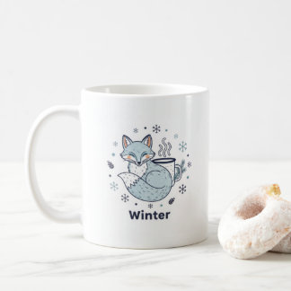 ウィンターフォックス コーヒーマグ - かわいい雪の結晶の陶器マグ コーヒーマグカップ