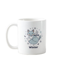 ウィンターフォックス コーヒーマグ - かわいい雪の結晶の陶器マグ