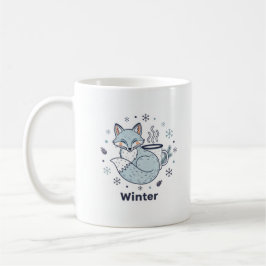 ウィンターフォックス コーヒーマグ - かわいい雪の結晶の陶器マグ コーヒーマグカップ