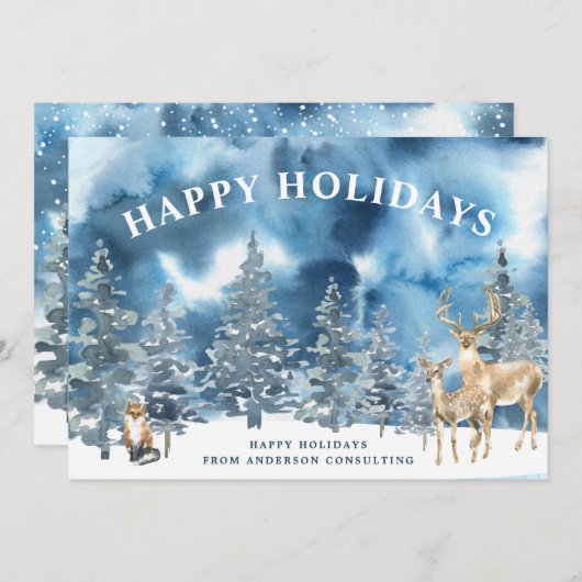 ウィンターフォレエレガントストビジネスホリデーカード シーズンカード (正面/裏面)