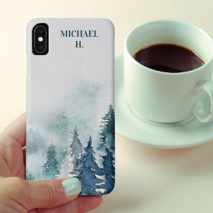 ウィンターフォレストの憂鬱な水彩パーソナライズデザイン iPhone XS MAXケース