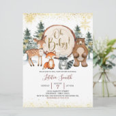 ウィンターフォレストウッドランドオベビーベビーシャワー招待状 招待状 (スタンド正面)