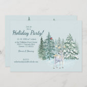 ウィンターフォレストウッドランドディアホリデーパーティー 招待状 (正面/裏面)