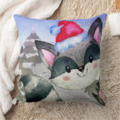 ウィンターフォレストウッドランドフレンズイラストレーション クッション (ブランケット)