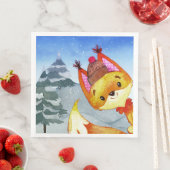 ウィンターフォレストウッドランドフレンズキツネイラストレーション (インサイチュ)