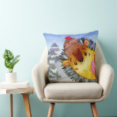 ウィンターフォレストウッドランドフレンズヘッジホッグスケッチ クッション (椅子)