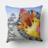 ウィンターフォレストウッドランドフレンズヘッジホッグスケッチ クッション (裏面)