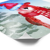 ウィンターフォレストウッドランドフレンズベアイラストレーション フォトプリント            (角)