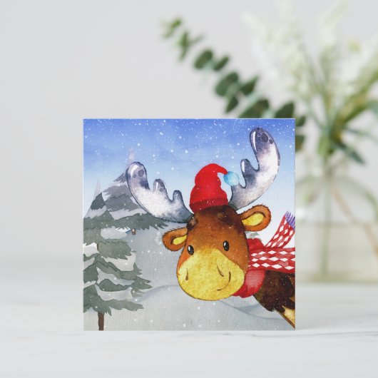 ウィンターフォレストウッドランドフレンズ鹿イラストレーション (スタンド正面)