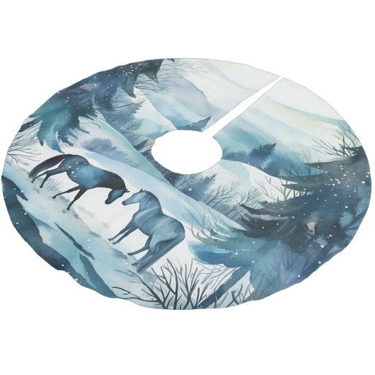 ウィンターフォレストウマーズフェスティバル馬術クリスマス ブラッシュドポリエステルツリースカート (アングル)