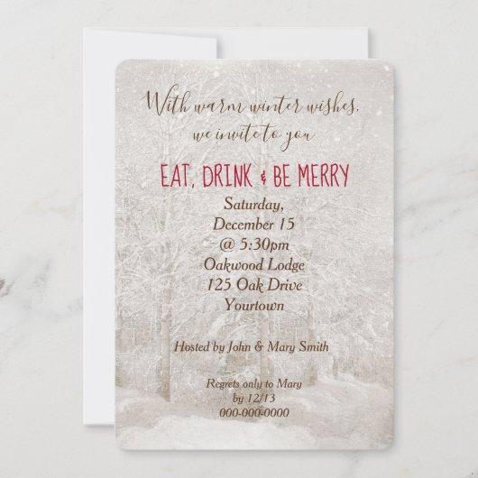 ウィンターフォレストクリスマスパーティの招待状 招待状 (正面)