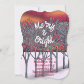 ウィンターフォレストサンセットフーズパーソナライズされたホリデイ カード (正面)