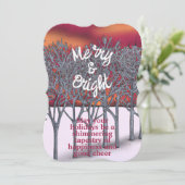 ウィンターフォレストサンセットフーズパーソナライズされたホリデイ カード (スタンド正面)