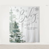 ウィンターフォレストシルバーベビーザコールド背景 タペストリー (正面)