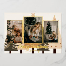 ウィンターフォレストニュートラル3フォトフォイルホリデーカード