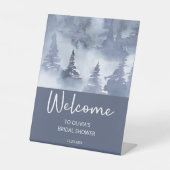 ウィンターフォレストネイビーブルーブライダルシャワーへようこそ 台座サイン (正面)