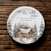 ウィンターフォレストハウスベビー外は寒い ペーパープレート