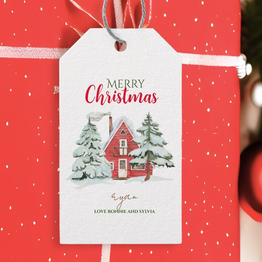 ウィンターフォレストファームハウスレッドバーンクリ素朴スマス ギフトタグ