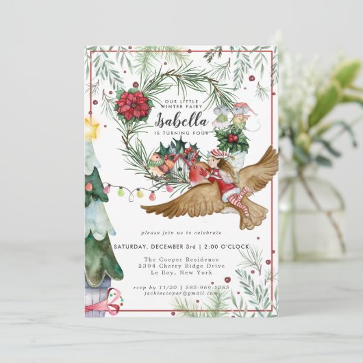ウィンターフォレストフェアリー誕生日招待状 招待状 (スタンド正面)