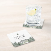 ウィンターフォレストマウンテン結婚ズバー スクエアペーパーコースター (インサイチュ)