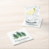 ウィンターフォレストメリークリスマス広場紙コースター スクエアペーパーコースター (インサイチュ)