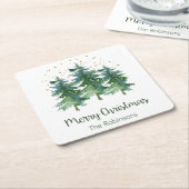 ウィンターフォレストメリークリスマス広場紙コースター スクエアペーパーコースター (アングル)