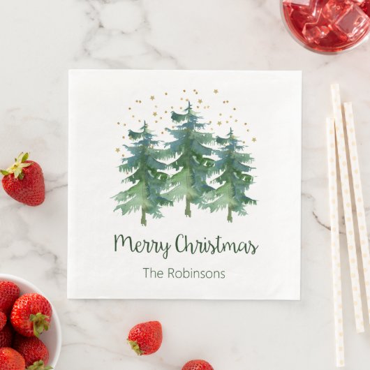 ウィンターフォレストメリークリスマス紙ディナーナプキンズ (インサイチュ)