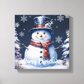 ウィンターフォレスト雪だるまクリスマス キャンバスプリント (正面)