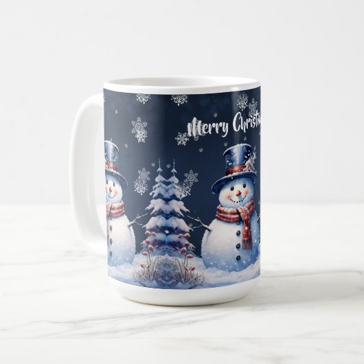 ウィンターフォレスト雪だるまクリスマス コーヒーマグカップ (正面左)