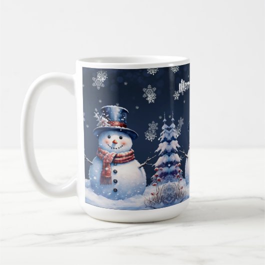 ウィンターフォレスト雪だるまクリスマス コーヒーマグカップ (左)