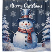 ウィンターフォレスト雪だるまクリスマス シャワーカーテン (正面)