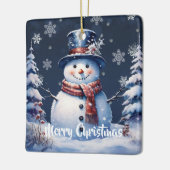 ウィンターフォレスト雪だるまクリスマス セラミックオーナメント (左)