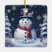 ウィンターフォレスト雪だるまクリスマス セラミックオーナメント (正面)