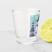 ウィンターフォレスト雪だるまクリスマス | ティール ショットグラス (左)