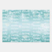 ウィンターフォレスト雪だるまクリスマス | ティール ラッピングペーパーシート (正面3)