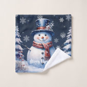 ウィンターフォレスト雪だるまクリスマス バスタオルセット (ウォッシュタオル)