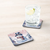 ウィンターフォレスト雪だるまクリスマス | ピンク コースター (右側)