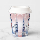 ウィンターフォレスト雪だるまクリスマス | ピンク 紙コップ (右)