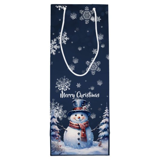 ウィンターフォレスト雪だるまクリスマス ワインギフトバッグ (裏面)