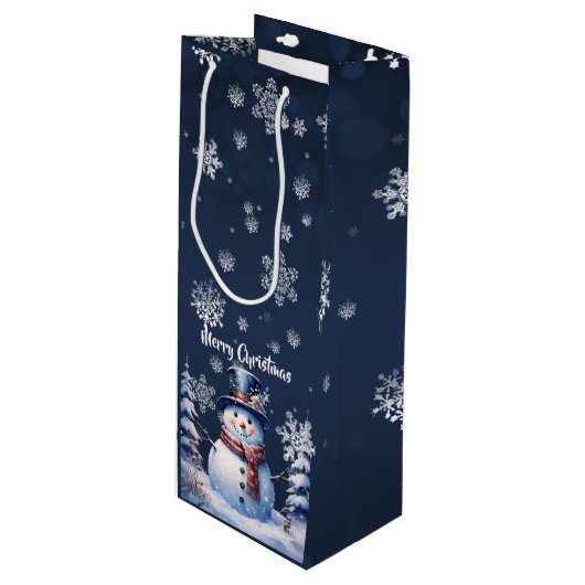 ウィンターフォレスト雪だるまクリスマス ワインギフトバッグ (正面アングル)